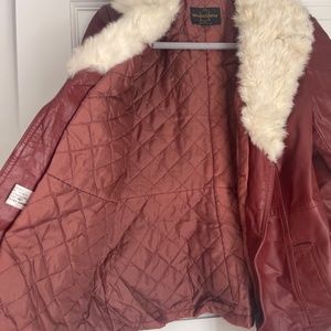 Vintage Leather Jacket with Fur Collar